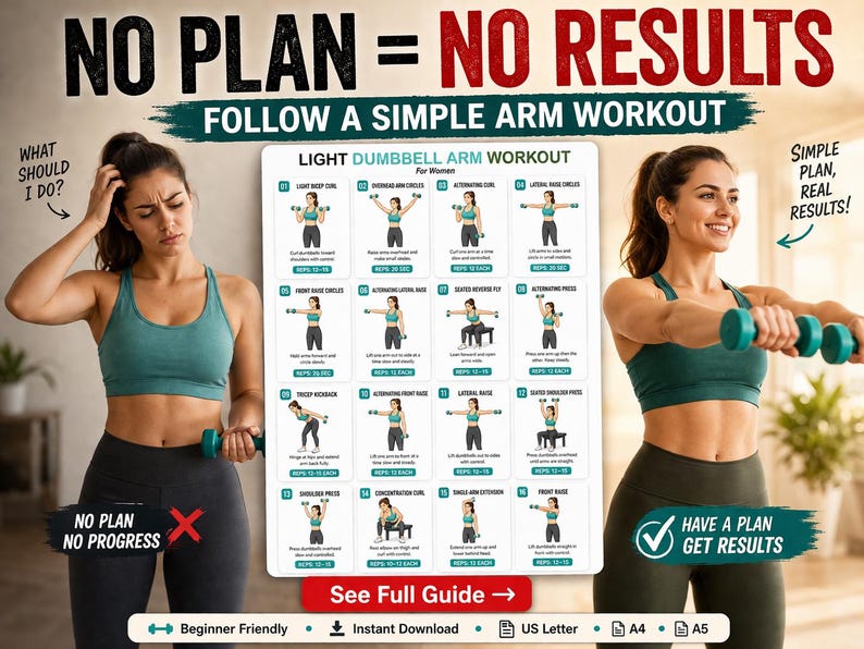 Printable Dumbbell Workout Bundle | Full Body, Arms, Legs, Glutes Exercise Charts (Digital Download) — original Etsy mockup 11