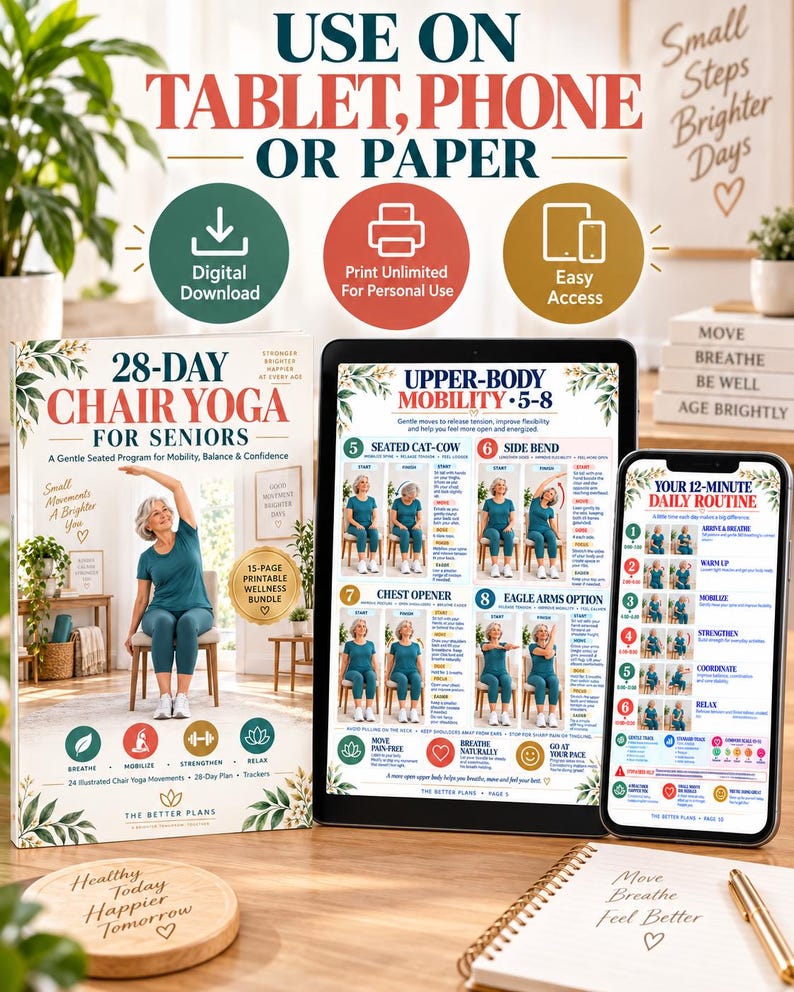 28-Day Chair Yoga for Seniors Printable | Seated Balance & Mobility Plan — original Etsy mockup 8