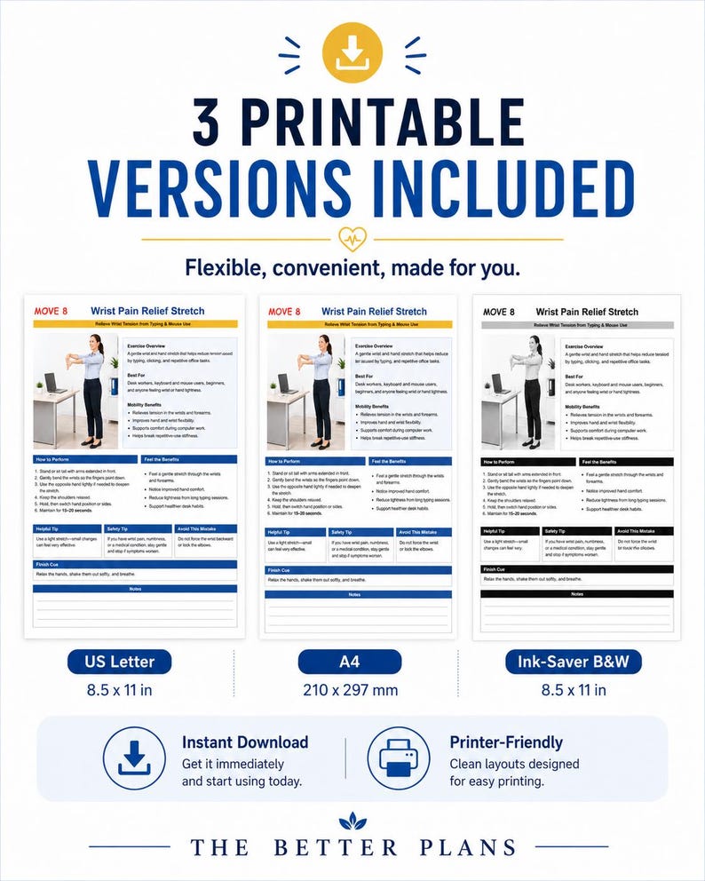 5-Minute Office Workout Printable PDF, Desk Exercise Guide, Tracker & 30-Day Challenge — original Etsy mockup 5