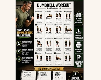 Dumbbell Workout Plan for Men Over 40: Full Body Strength (Digital Download)
