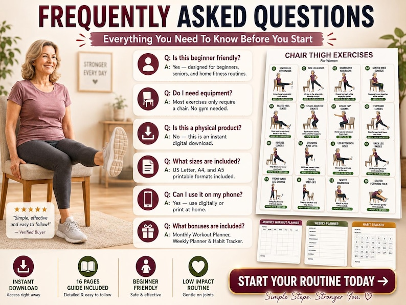 Chair Thigh Exercises for Women Printable | Seated Leg Workout Chart — original Etsy mockup 5