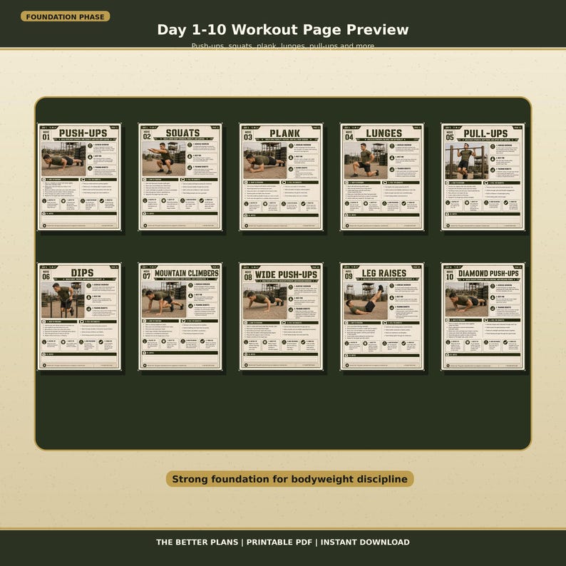28-Day Military Calisthenics Workout Plan for Men — original Etsy mockup 5