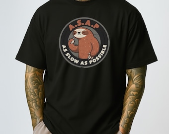 Camiseta "Lo más lento posible", camiseta de oso perezoso, regalo divertido para procrastinadores, humor sarcástico, unisex