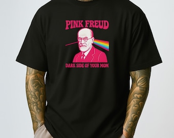 Camiseta Pink Freud, camiseta parodia de Pink Floyd, regalo de humor psicológico, el lado oscuro de tu mamá, camiseta con meme musical, unisex