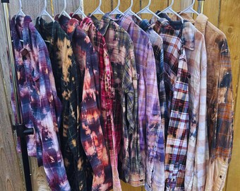 Flannel shirt, Distressed flannel, Boho, Upcycled clothing, Vintage, Grunge top, Unisex Plaid