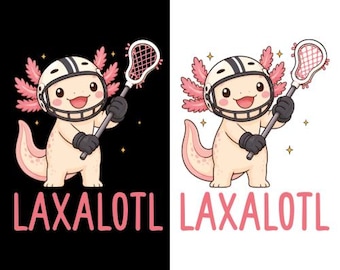 Laxalotl Png Svg, kawaii axolotl-älskare, söt lacrosse-spelare present (digital nedladdning).