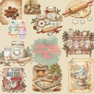 Vintage Christmas Baking ClipArt | Cozy Retro Bakery Set | Gingerbread PNG | Holiday Kitchen Illustrations