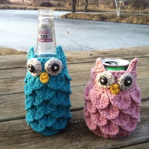 Crochet Owl Can and Bottle Cozies (Pattern)