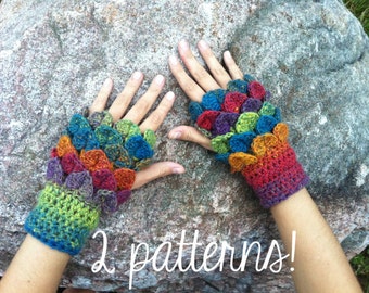 Crochet Crocodile-Stitch Gloves 1&2 (2 Patterns)