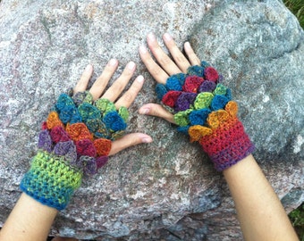 Crochet Crocodile-Stitch Gloves 2 (Pattern)