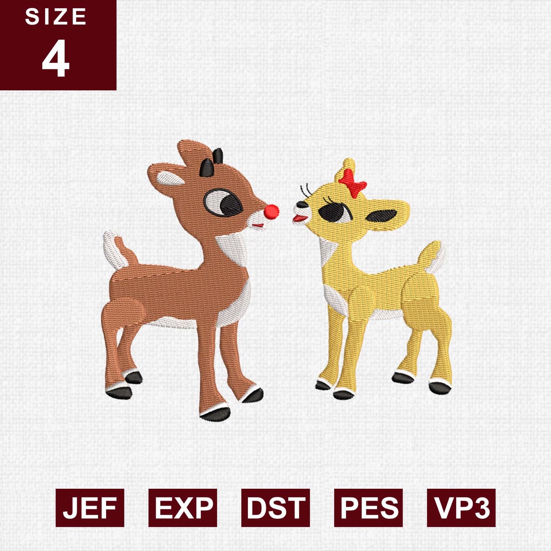Rudolph and Clarice Embroidered Matching Couples,pattern File (jef, Exp ...