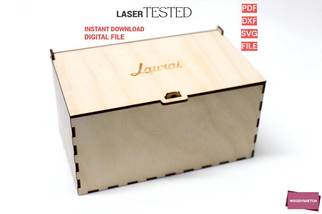 Laser Cut Wooden Box With Hinged Lid | PDF DXF SVG - Etsy