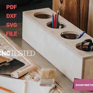 Pen Holder SVG | Wooden Desk Organizer File