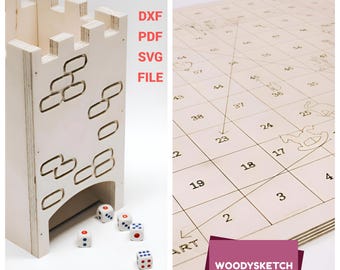 Dice Tower & Circus Game SVG | Laser Cut File DXF PDF