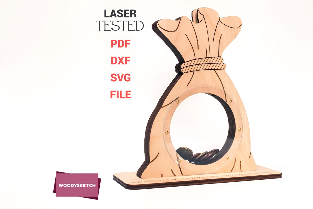 Money Bag Coin Bank SVG | Laser Cut File DXF PDF - Etsy