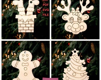 Christmas Ornament Bundle SVG | Laser Cut Files DXF PDF