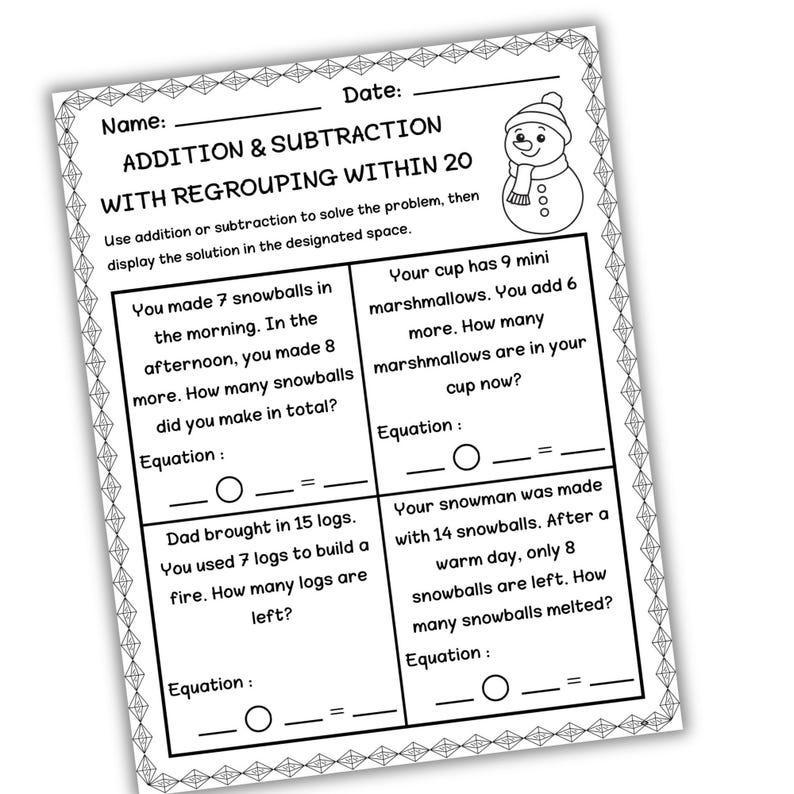 Winter Math Word Problems Addition and Subtraction With Regrouping ...