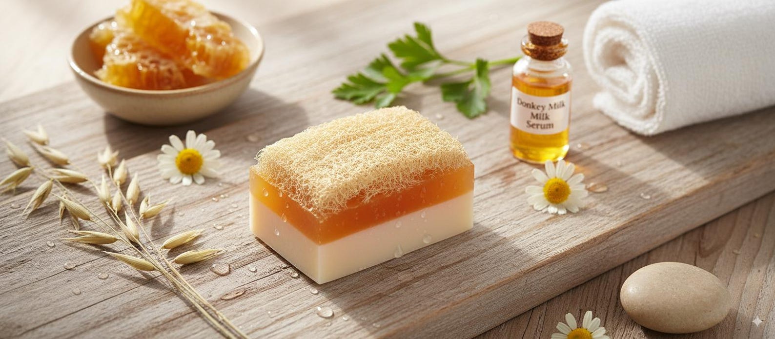 Handmade Donkey Milk & Honey Loofah Soap