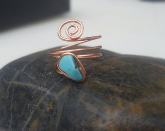 Turquoise Copper Midi ring//Statement Rings//Copper Jewelry//Throat Chakra//Chakra Jewelry//Crystal Jewelry//Healing Stones
