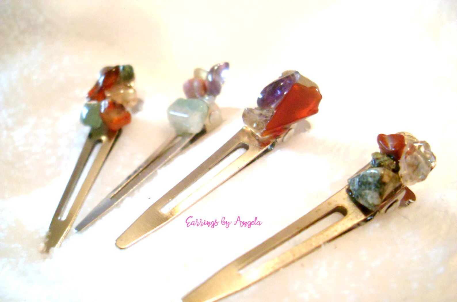 Gemstone Hair Clips//hair Accessories//healing Stones//natural Etsy