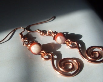 Insight//REd Jasper//Dangle Earrings//Chakra Jewelry//Copper Jewelry//Copper Wrapped Stones//Healing Stones