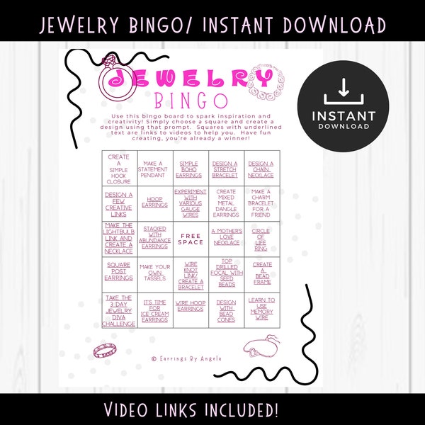 Jewelry Bingo for Beginners, DIGITAL download, Wire Wrapping, Jewelry Tutorials, Videos Included, Not a Physical Product, Instant Download