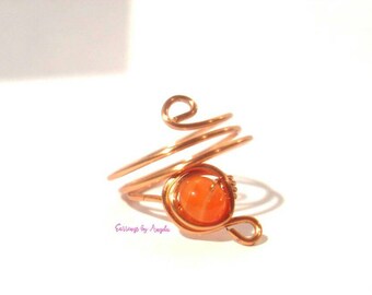 Copper Agate Midi Ring//Healing Stone//Warrior Stone//Chakras//Crown Chakra//Cleansing