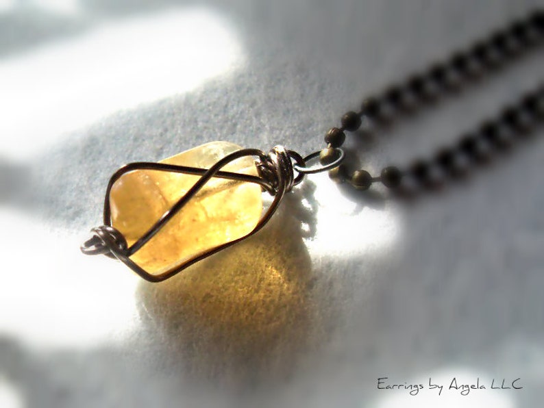 Golden Fluorite Antique Necklace//Mens Jewelry//Unisex Jewelry//Healing Stones//Gemstones//Chakra Stones//Affordable Jewelry//Pendants image 1