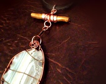 A Warrior's Queen//Crystal Jewelry/Tribal Jewelry//Agate Necklace//Copper Jewelry/Leather Necklace//Leather Statement Necklace//Chakras