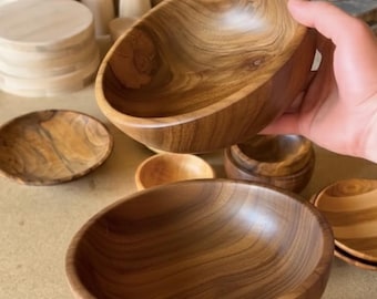 Handgefertigte Eichenschale | Holz Servier Schüssel | Natürliches rustikales Geschirr