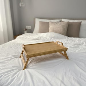 Foldable Wooden Bed Table – Ash Wood Tray Desk