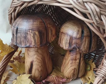 Handcarved Wooden Mushroom | Unique Forest Decor Figurine | Rustic Autumn Home Accent