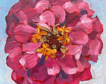 Zinnia, original painting