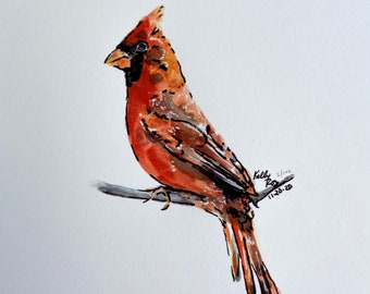 Red Cardinal Watercolor Print, Limited Edition Art