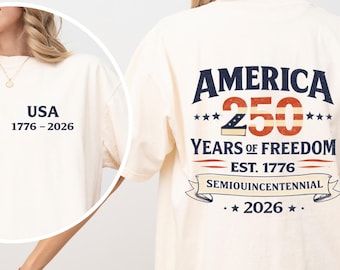 USA 250th Anniversary T-Shirt – American Flag Front & Back Design- Vintage Independence Day