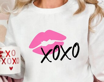 XOXO Valentines Day Sweatshirt, Cute Hearts Tee for Her, Love Sweatshirt, Romantic Holiday Crewneck