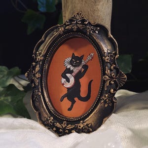 Décoration murale Gothique ex-voto, The Black Cat 1896, cabinet de curiosité, décoration cottagecore, oeuvre Dark academia