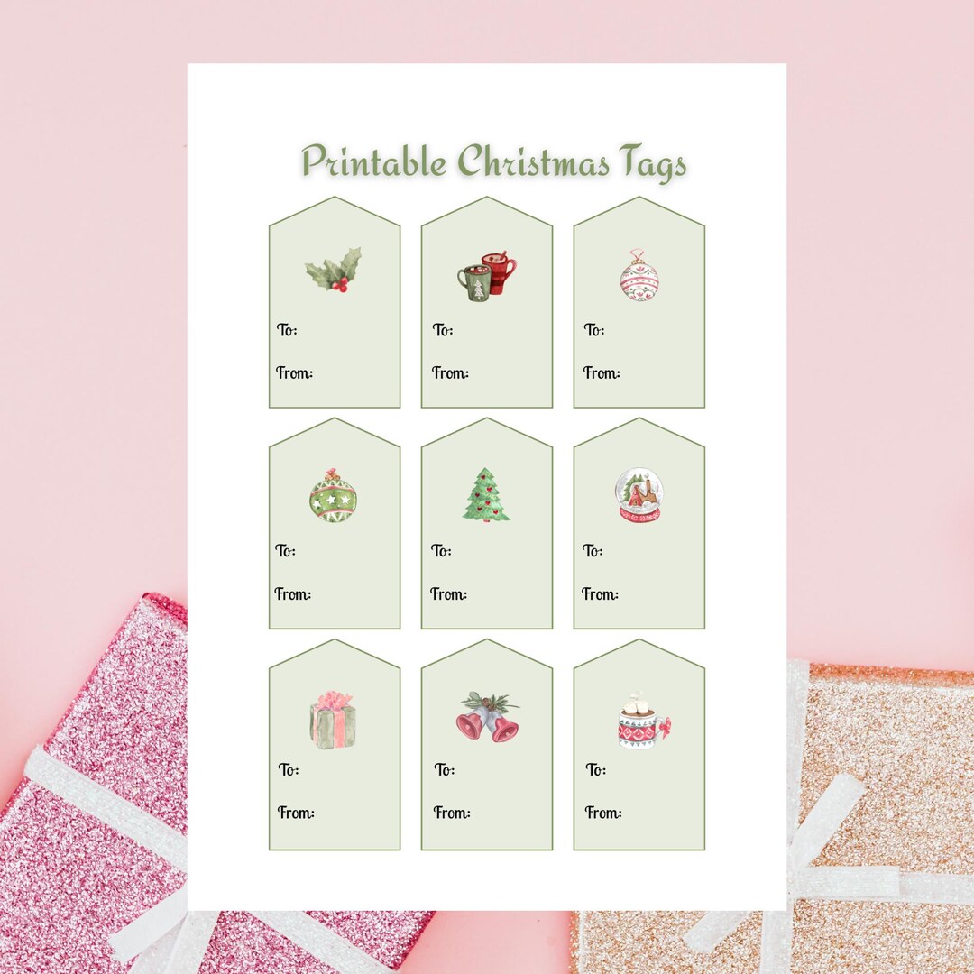 Watercolor Christmas Gift Tags | Printable PDF | Holiday Present Labels ...