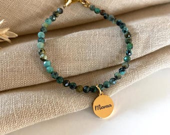 Personalisierbares Afrikanischer Türkis Brazalete – Edelstein Brazalete aus Naturstein, Geschenk für Sie