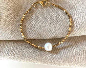 Hämatit Edelstein Perlen Armband – Edelstahlverschluss, Naturstein Armband, Geschenk für Mama