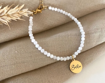 Personalisierbares Mondstein Edelstein Armband im Boho-Stil – Geschenk für Sie