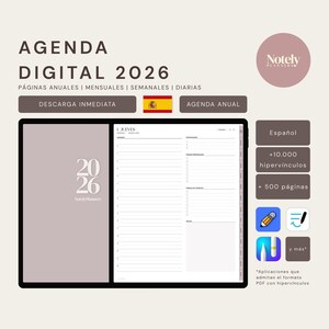 Agenda Digital 2026 Español | para Goodnotes, Notability y otros | Hipervínculos | Para Tablet | Notely Planners