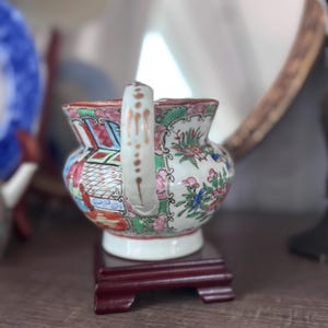 Rose Medallion Cream Pitcher 4”, Vintage Chinese Porcelain image 2