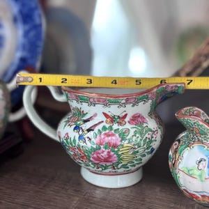 Rose Medallion Cream Pitcher 4”, Vintage Chinese Porcelain image 8