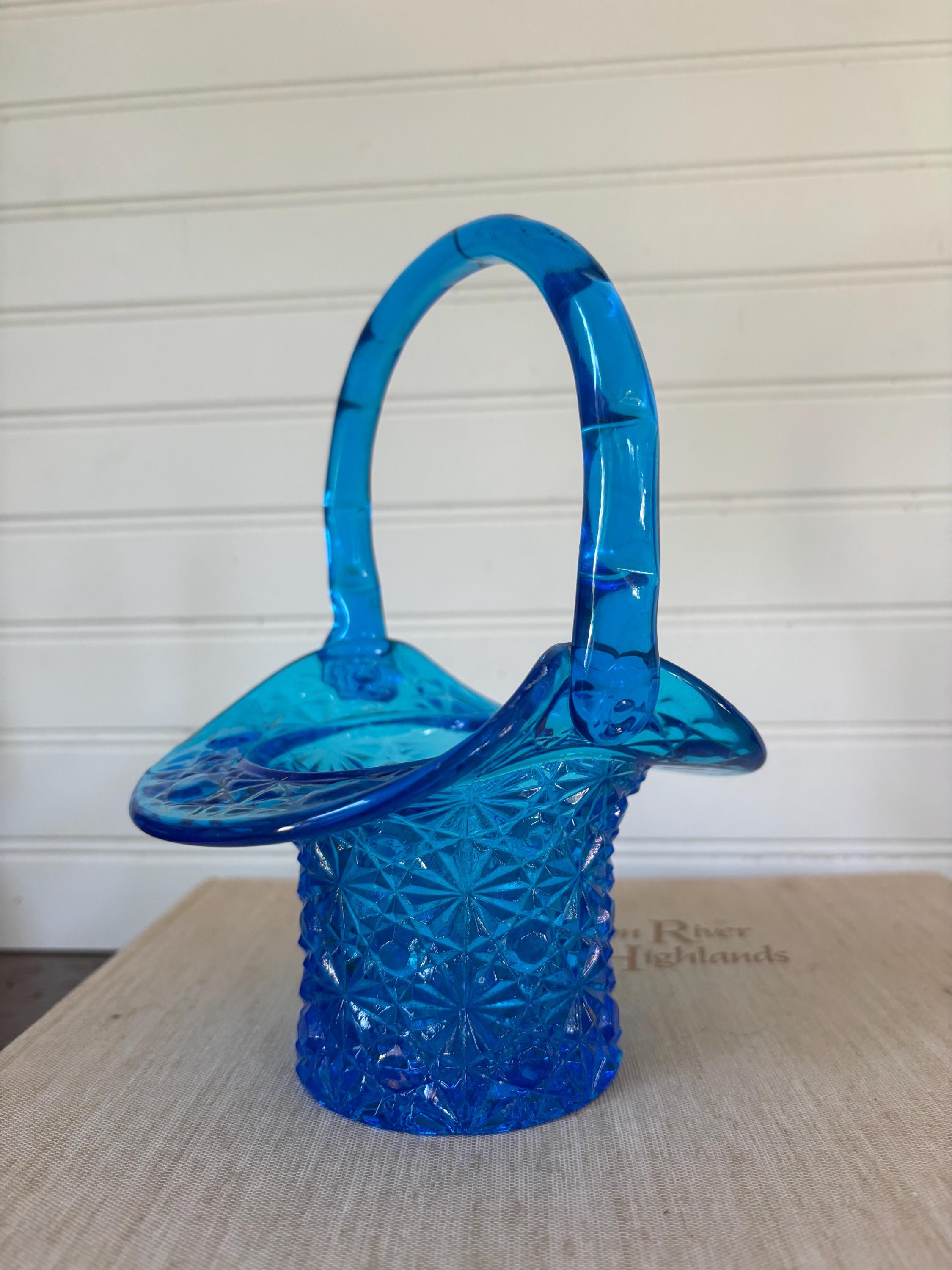 Fenton Glass Basket Blue - Etsy