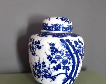 Blue and White Mini Ginger Jar - 5” - Cherry Blossom Chinoiserie
