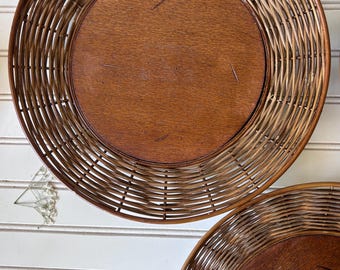 Pier 1 Imports rottingtallrikar i trä, set med 4, rotting, bohemisk, lantlig, rustik, underhållande inredning