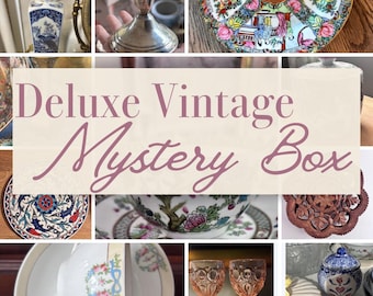 Vintage Mystery Box – 4 Curated Home Decor Items - Cottage, Blue and Whitec Garden, Luxe themed