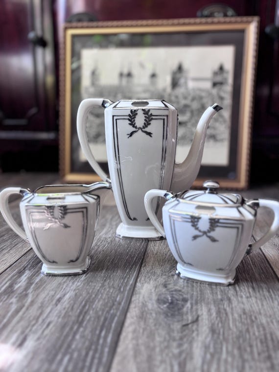 Antique Lenox Tea Set – Belleek Art Deco Silver Overlay - Etsy