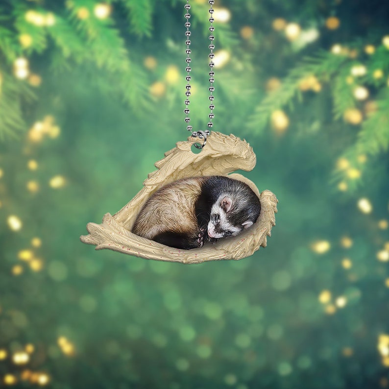 Love Ferret Sleeping Angel Ornament Funny Ferret in Wing - Etsy